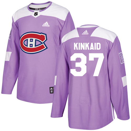 Adidas Montreal Canadiens 37 Keith Kinkaid Purple Authentic Fights Cancer Stitched Youth NHL Jersey